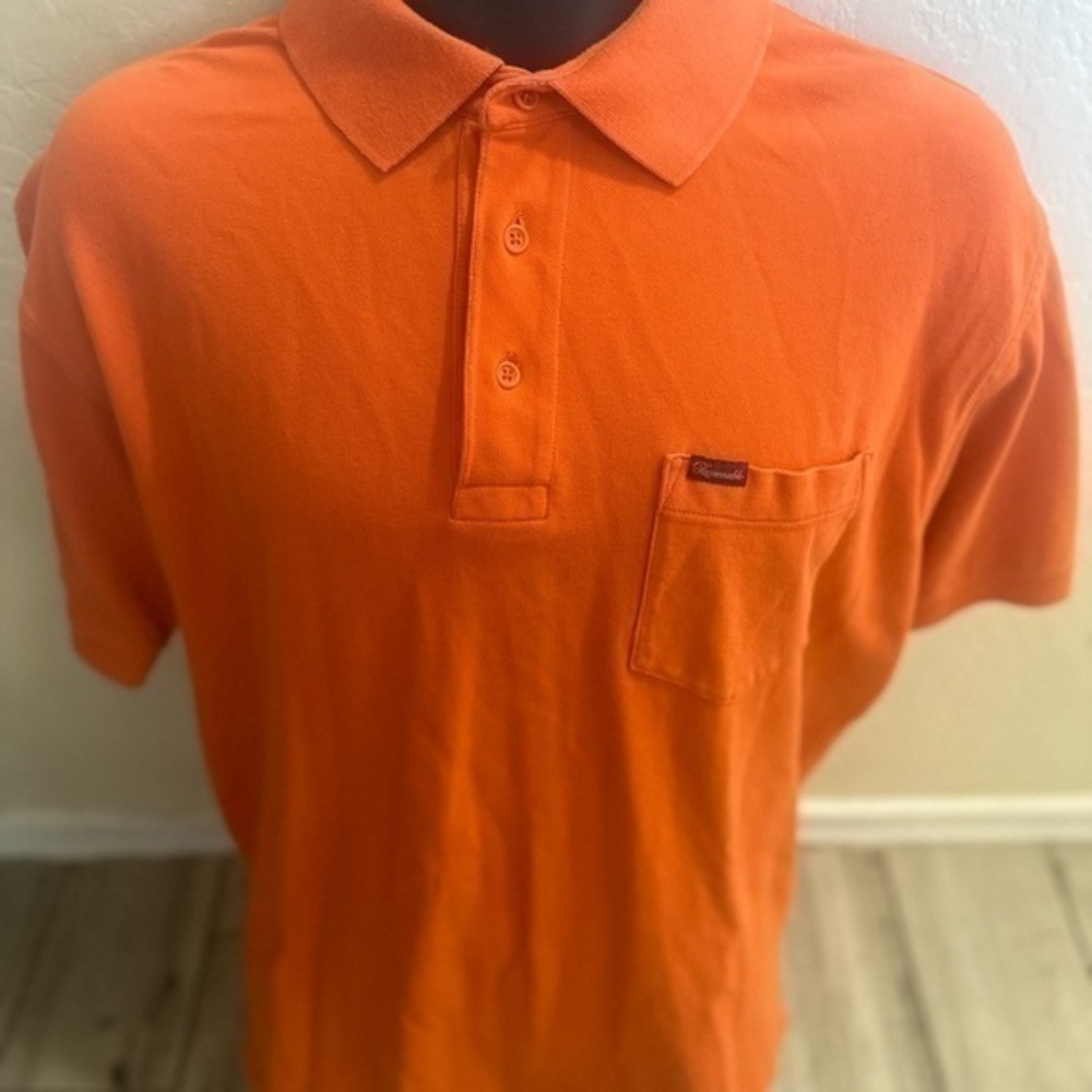 Men’s pre own as is Faconnable  size M medium orange polo shirt pocket